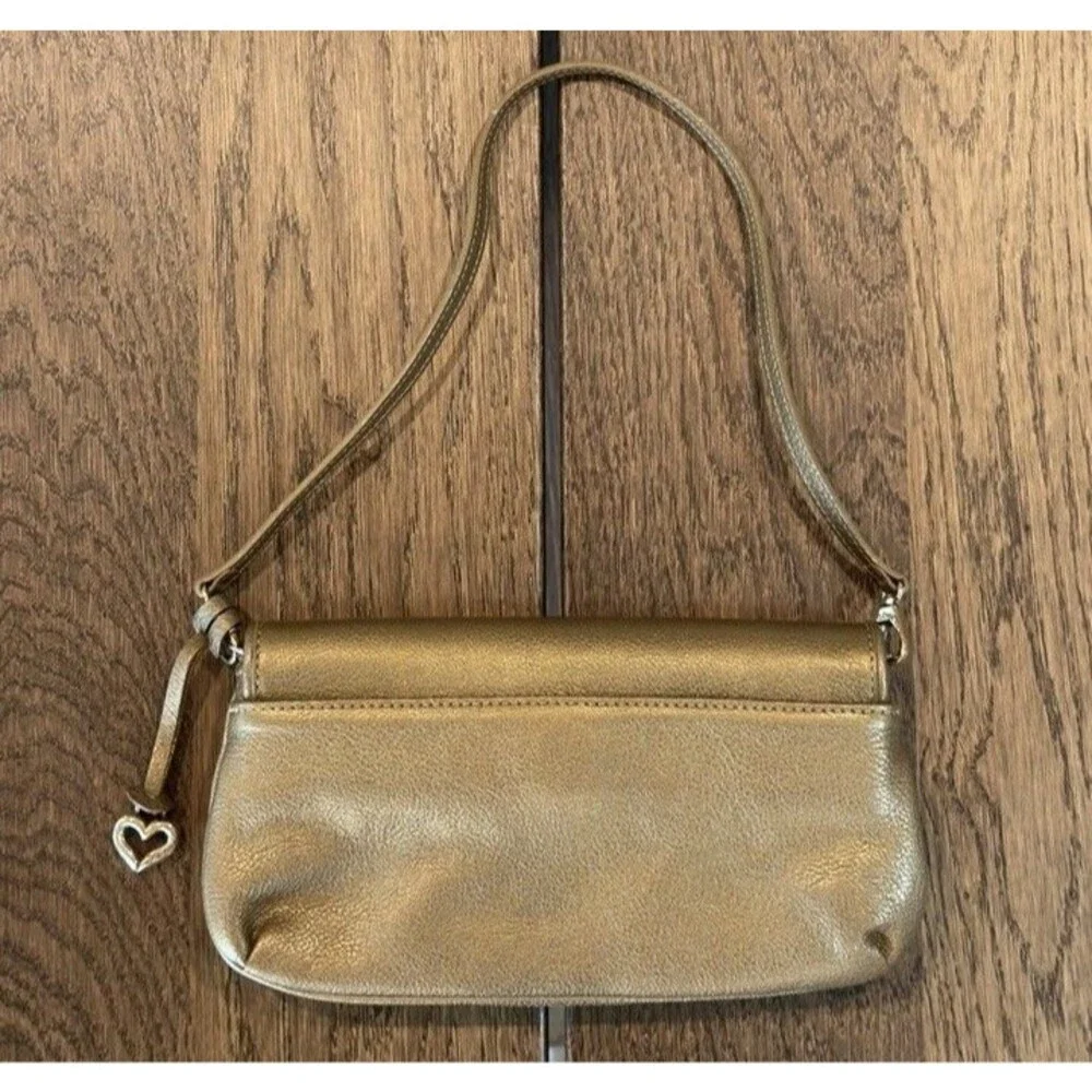 Brighton Empress Gold Leather Clutch Shoulder Bag Jeweled Swarovski Crystals